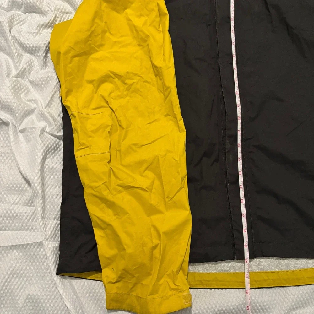 The North Face HyVent Rain Jacket Mens XL Yellow Black Colorblock Vintage Hooded
